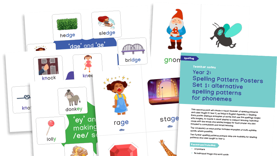 image of Year 2 Spellings: Spelling Patterns Posters and Flashcards (pack 1)