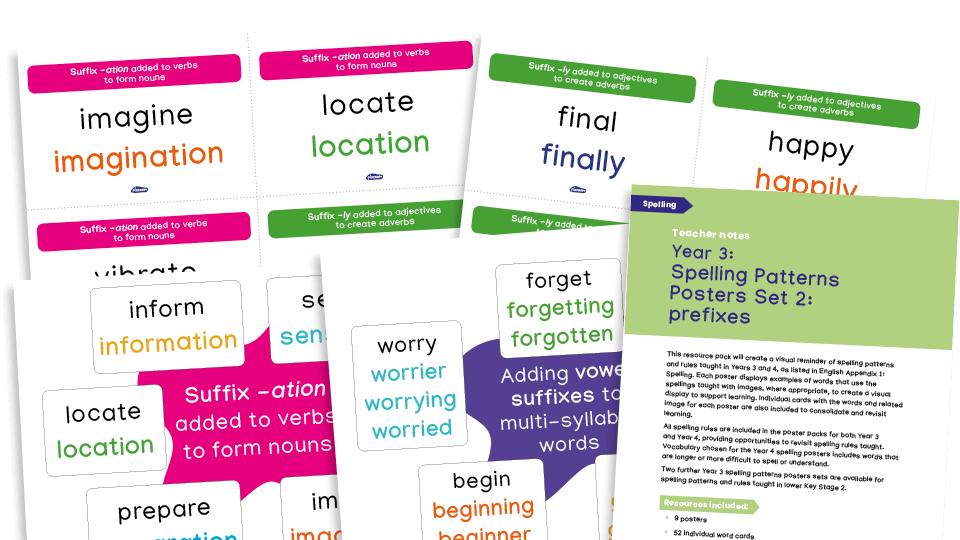 image of Year 3 Spellings: Spelling Patterns Posters and Flashcards (pack 2)