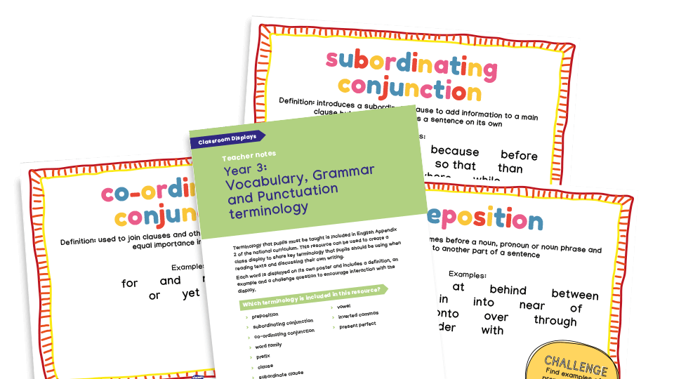 image of Grammar posters - Year 3 terminology