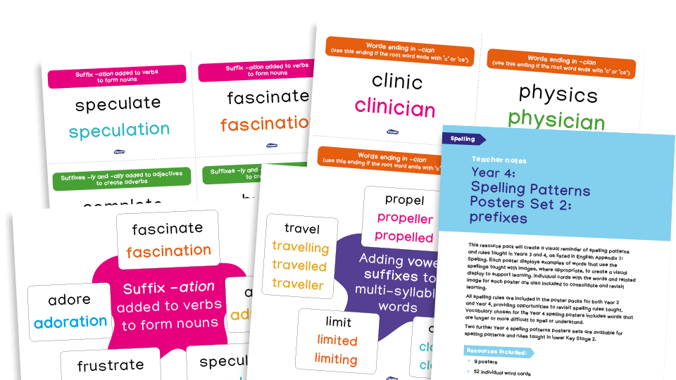 image of Year 4 Spellings: Spelling Patterns Posters and Flashcards (pack 2)