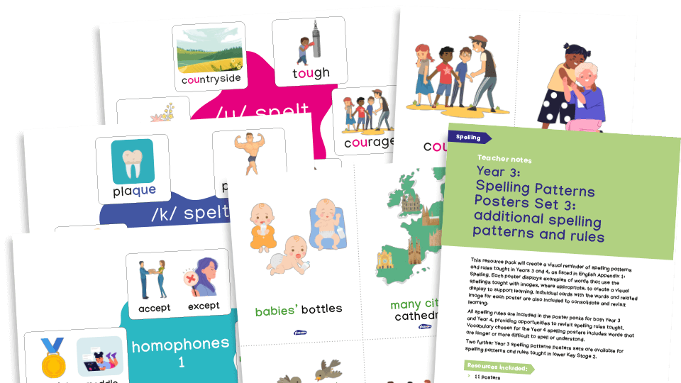 image of Year 4 Spellings: Spelling Patterns Posters and Flashcards (pack 3)
