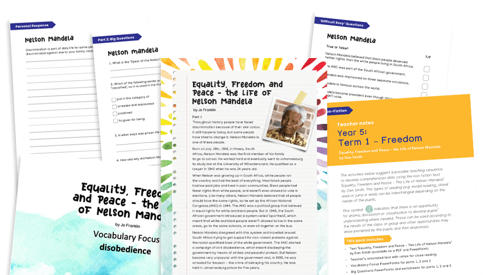 image of Year 5 Reading Comprehension (autumn): The Life of Nelson Mandela