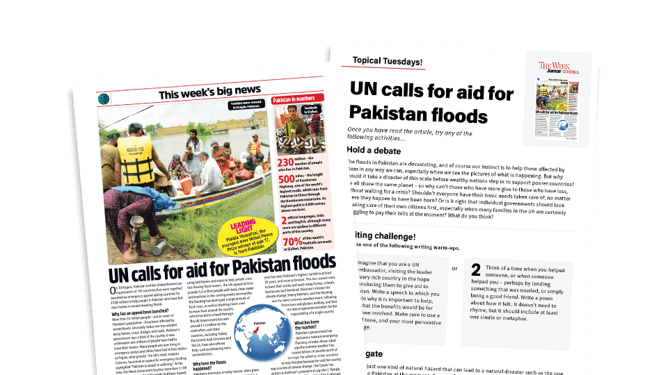 image of Topical Tuesdays: Aid for Pakistan - Key Stage 2 News Story and Reading and Writing Activity Sheet from The Week Junior