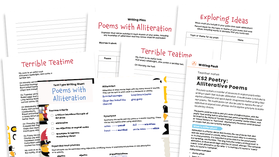 image of Alliteration Poem - KS2 Text Types: Writing Planners and Model Texts