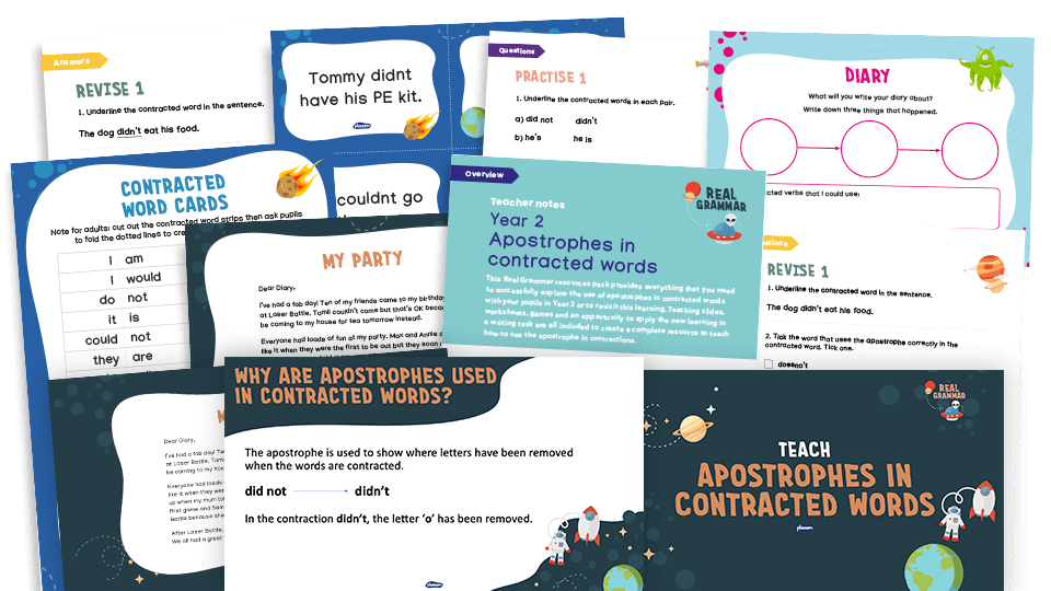 image of 2.10a Year 2: P - apostrophes to mark where letters are missing in spelling and to mark singular possession in nouns (contracted words)