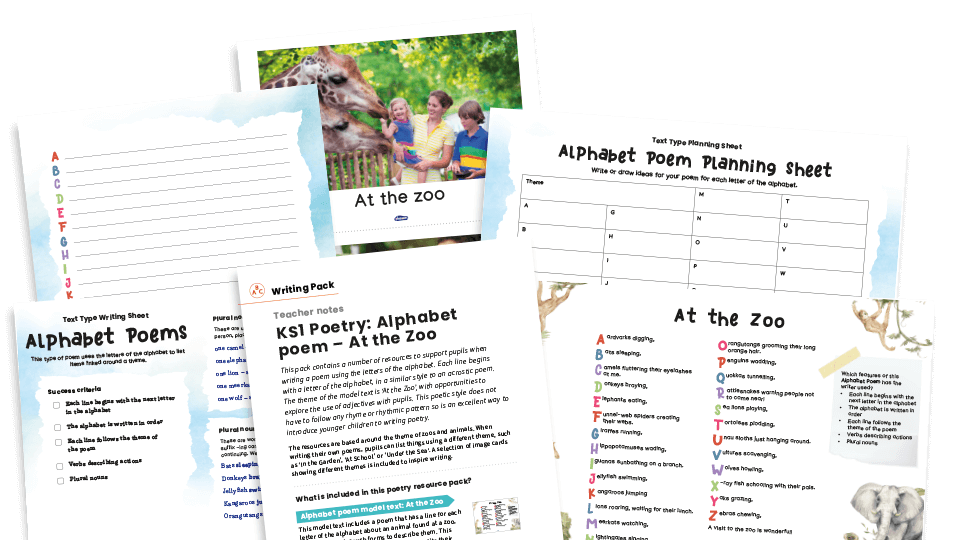 image of Alphabet Poems, At the Zoo - KS1 Text Types: Writing Planners and Model Texts