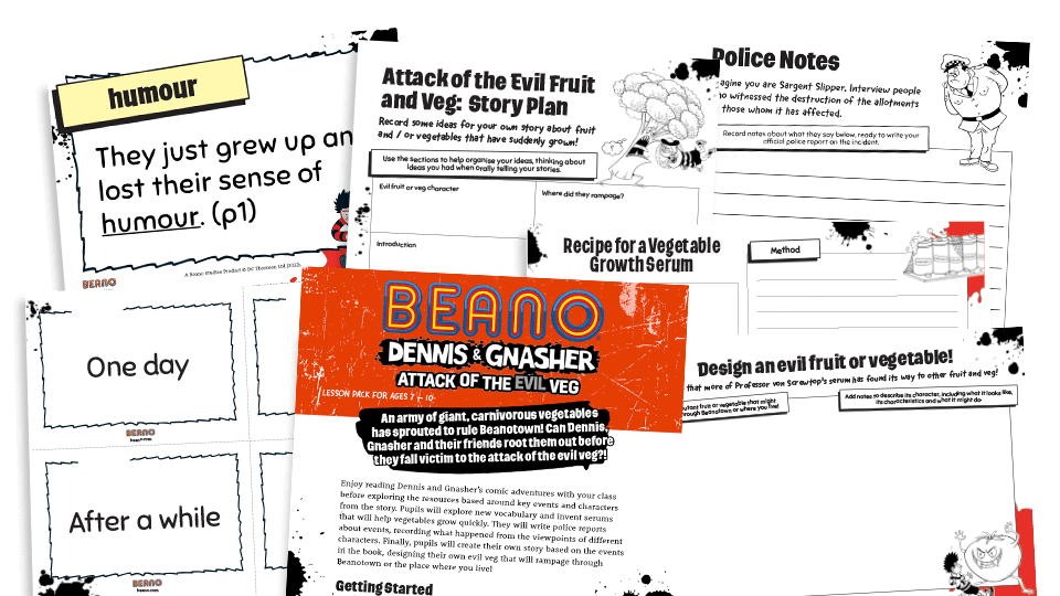 image of Key Stage 2 Creative Comprehension Pack – Beano Dennis & Gnasher: Attack of the Evil Veg