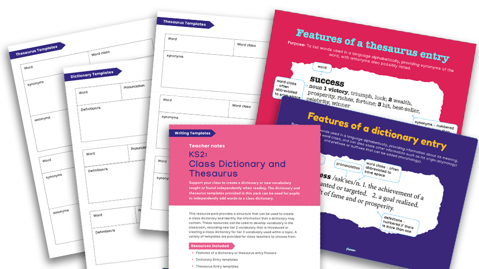 image of KS2 Writing Templates - Class Dictionary and Thesaurus