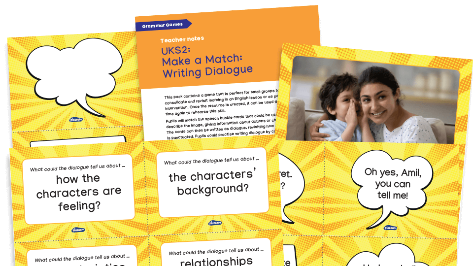 image of Year 5 and 6 Writing Dialogue: KS2 Make a Match Grammar Game
