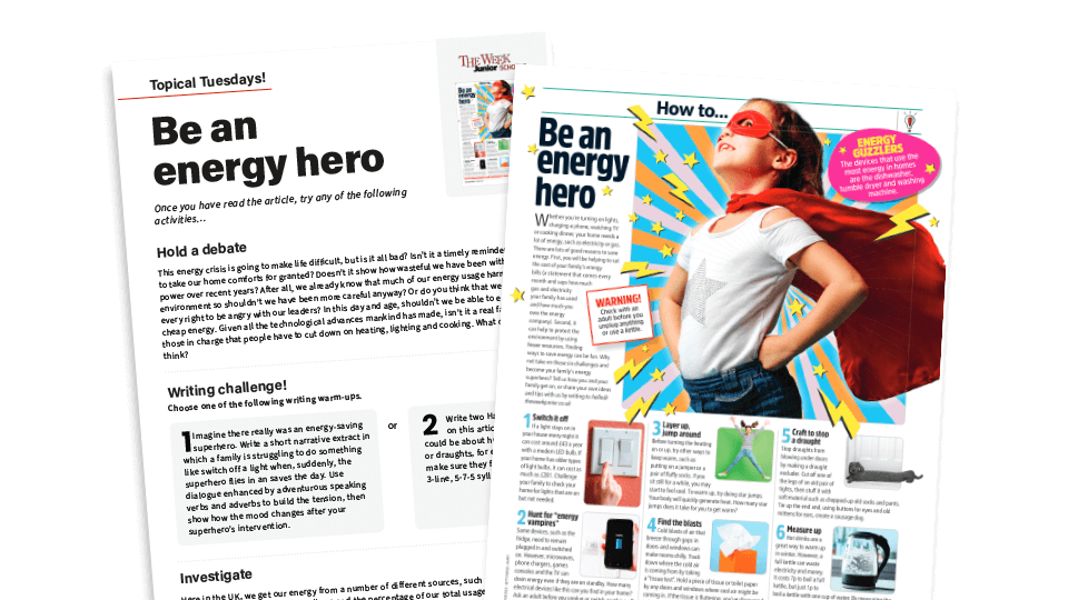 image of Topical Tuesdays: Energy Heroes - Key Stage 2 News Story and Reading and Writing Activity Sheet from The Week Junior