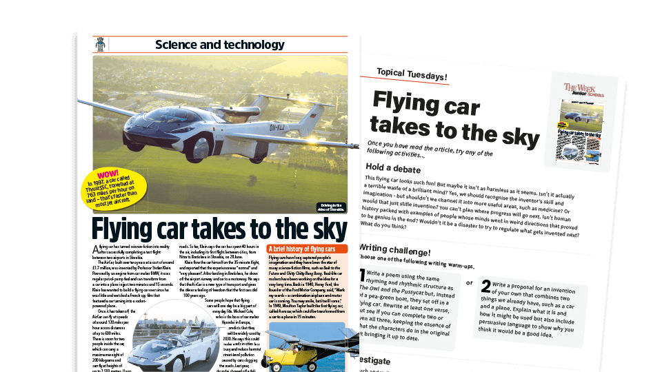 image of Topical Tuesdays: When Cars Fly…  KS2 News Story and Reading and Writing Activity Sheet from The Week Junior
