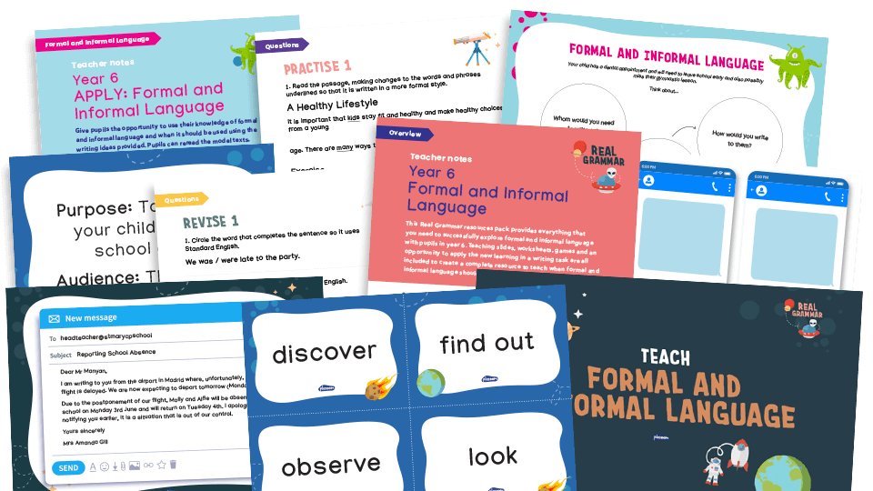 image of 6.1b Year 6: recognising vocabulary and structures that are appropriate for formal speech and writing, including the subjunctive form (formal/informal)