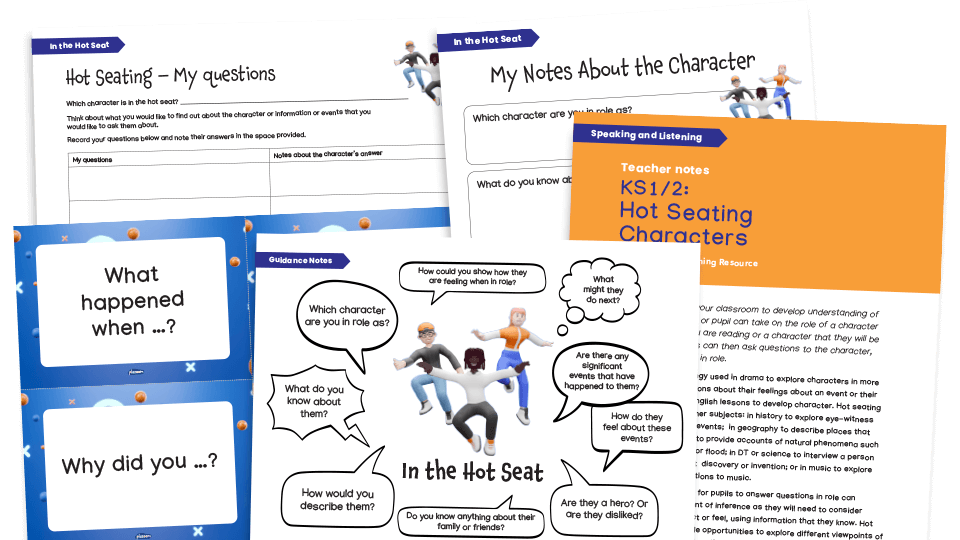 image of Hot Seating Resources for Key Stage 1 and 2: Templates, Question Stems and Teaching Notes