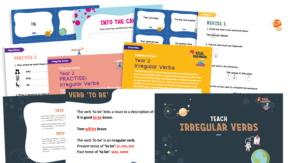 image of 2.3e Year 2: use the present and past tenses correctly and consistently including the progressive form (irregular verbs)