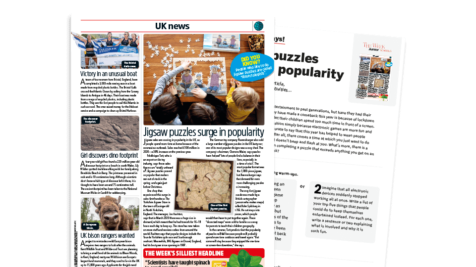 image of Topical Tuesdays: The Great Jigsaw Revival – KS2 News Story and Reading and Writing Activity Sheet from The Week Junior