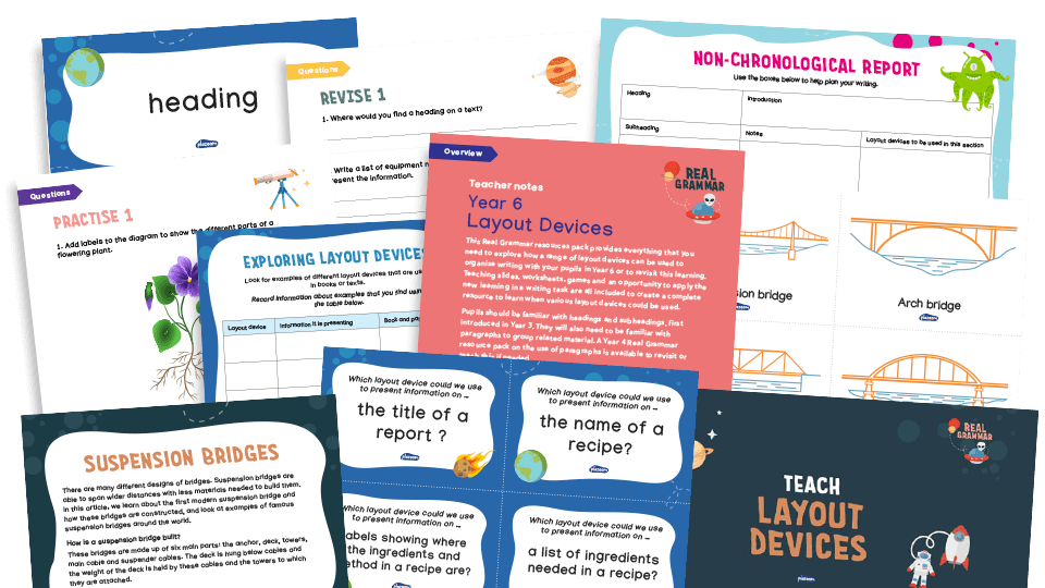 image of 6.10 Year 6: T - layout devices [for example, headings, sub-headings, columns, bullets, or tables, to structure text]