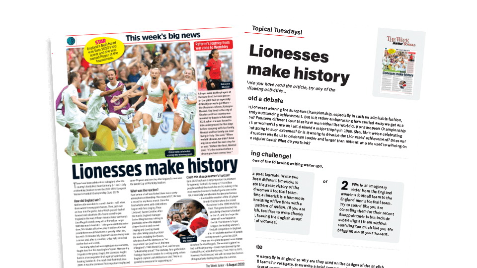 image of Topical Tuesdays: All Hail the Lionesses! - KS2 News Story and Reading and Writing Activity Sheet from The Week Junior