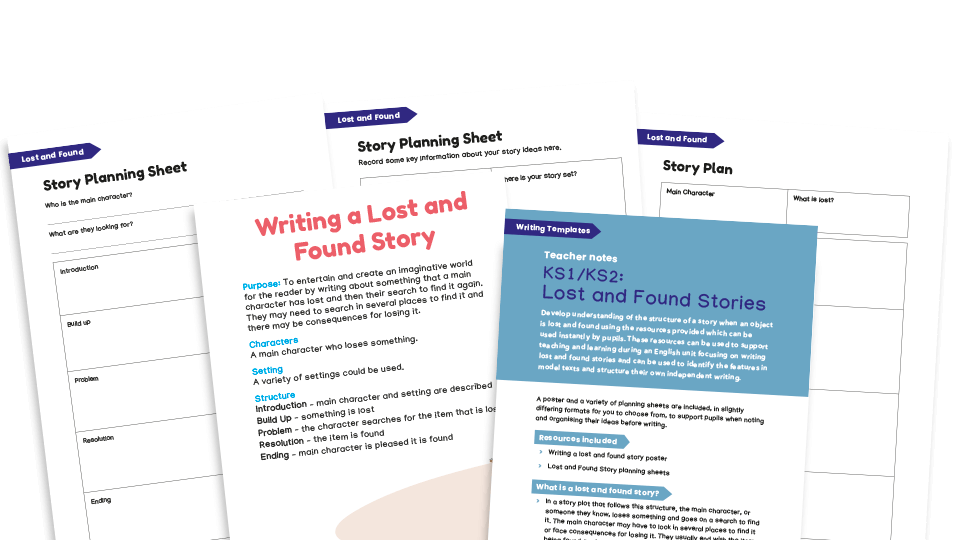 KS1 and KS2 Writing Templates - Lost and Found Stories