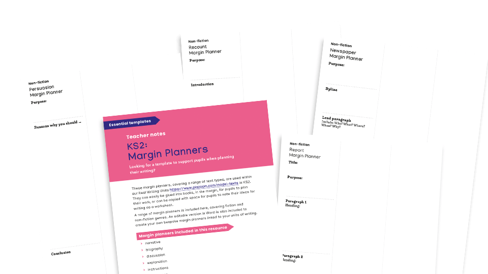 image of KS2 Writing Templates: Margin Planners