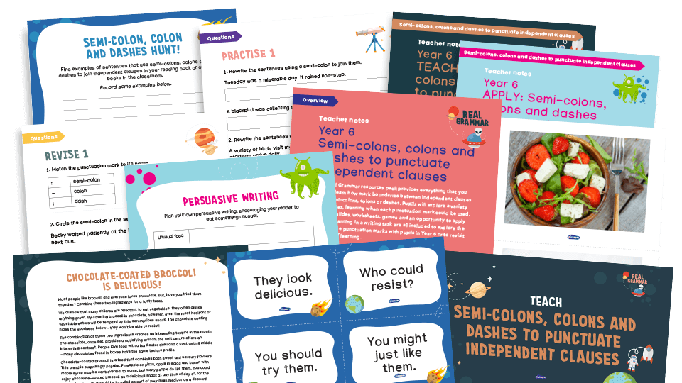 image of 6.5c Year 6: using semi-colons, colons or dashes to mark boundaries between independent clauses (semi-colons and colons)