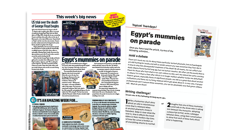 image of Topical Tuesdays: Mummies on parade – KS2 News Story and Reading and Writing Activity Sheet from The Week Junior