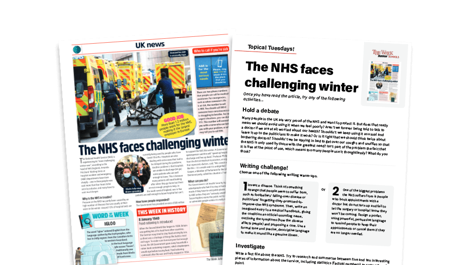 image of Topical Tuesdays: Who Needs the NHS? - Key Stage 2 News Story and Reading and Writing Activity Sheet from The Week Junior