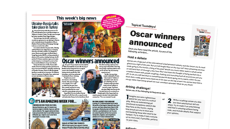 image of Topical Tuesdays:  ‘And the Oscar goes to…’ - KS2 News Story and Reading and Writing Activity Sheet from The Week Junior