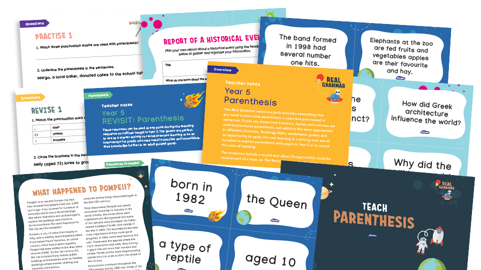 5.5 Year 5: using brackets, dashes or commas to indicate parenthesis