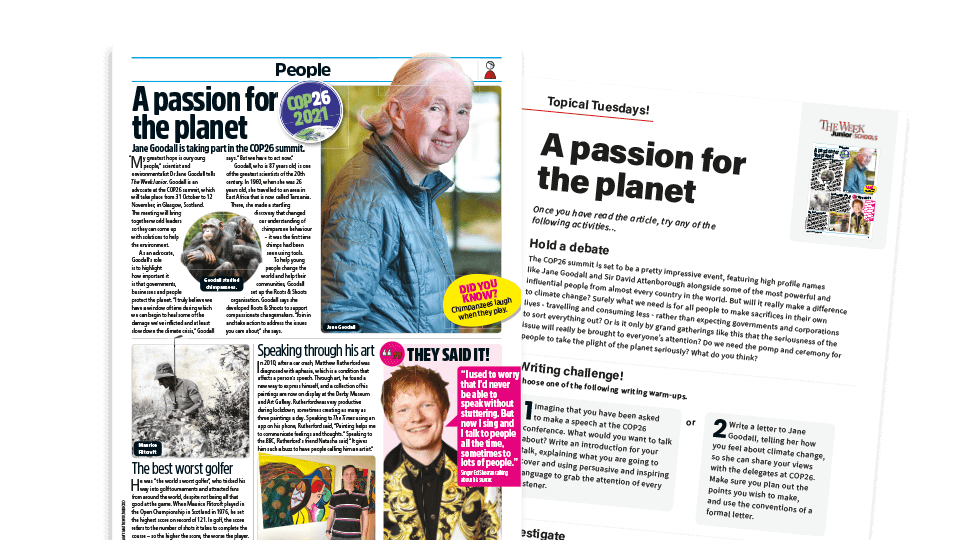 image of Topical Tuesdays: A Passion for the Planet - KS2 News Story and Reading and Writing Activity Sheet from The Week Junior