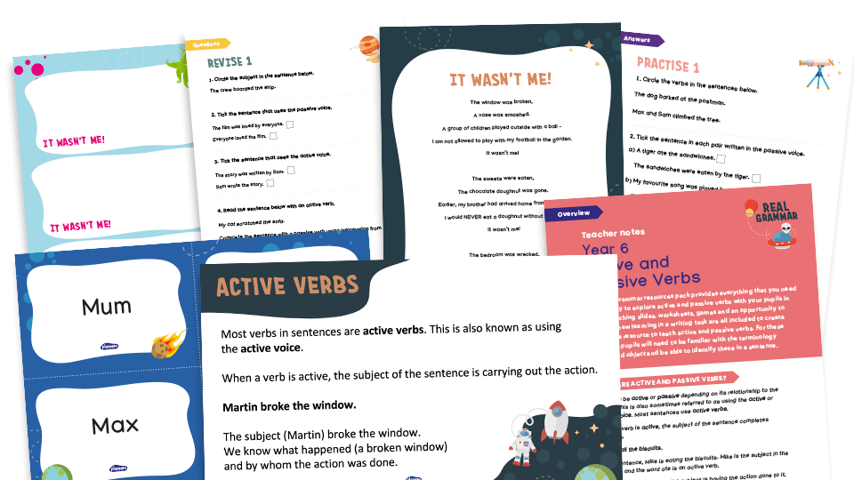 image of 6.2 Year 6: using passive verbs to affect the presentation of information in a sentence