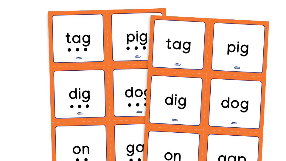 image of Phase 2 phonics - word cards, set 2: g, o, c, k, ck, e, u, r