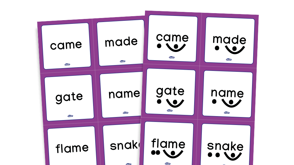 image of Phase 5 phonics - word cards set 4: a-e, e-e, i-e, o-e, u-e