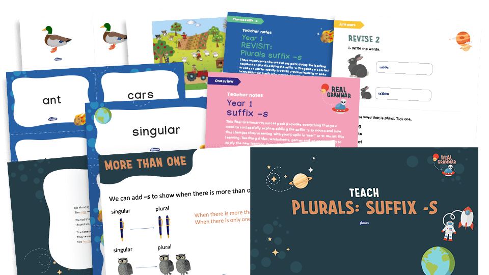 image of 1.5a Year 1: W - regular plural noun suffixes -s or -es… including the effects of these suffixes on the meaning of the noun (-s)