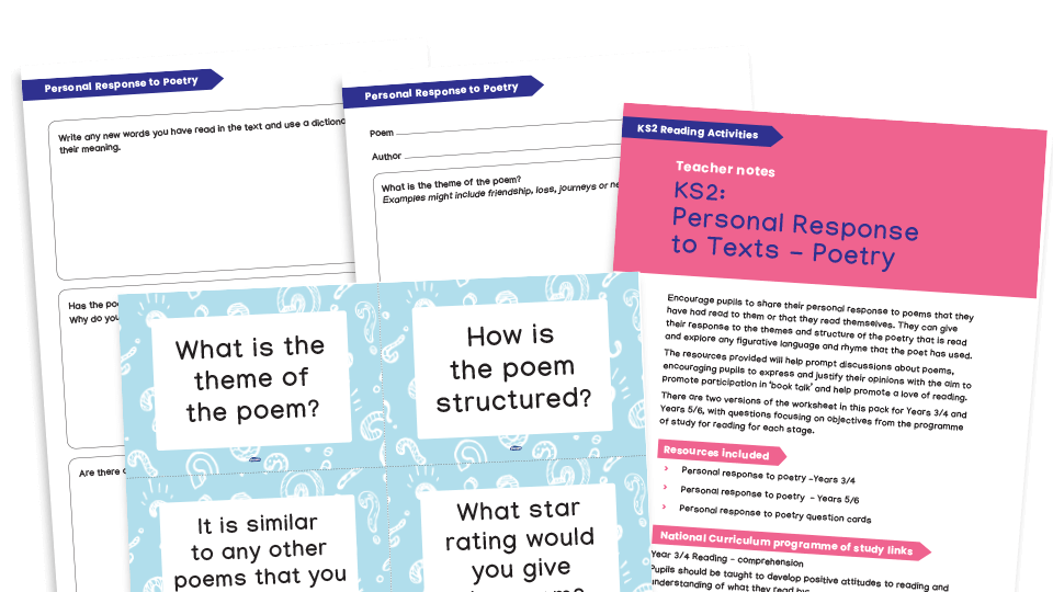 image of Key Stage 2 Reading Activity - Personal Response to a Text Worksheets: Poetry