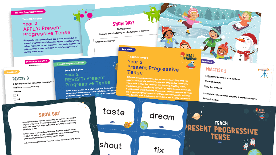 image of 2.3c Year 2: use the present and past tenses correctly and consistently including the progressive form (present progressive)