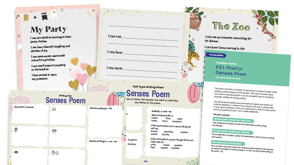 image of Senses Poem - KS1 Text Types: Writing Planners and Model Texts