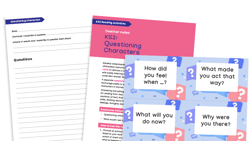image of Reading Activity Templates - Questioning Characters