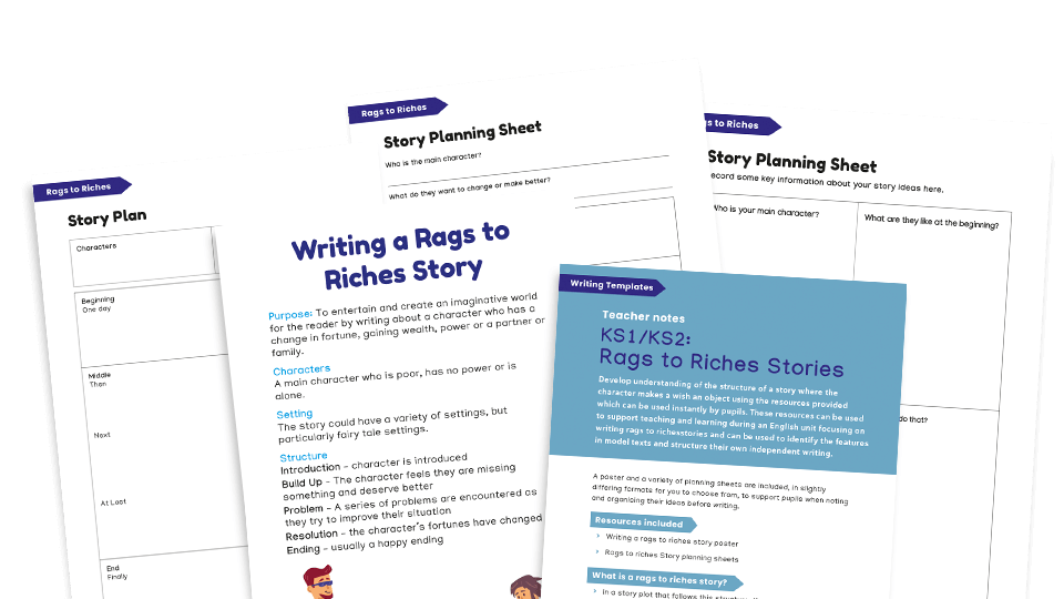 KS1 and KS2 Writing Templates - Rags to Riches Stories