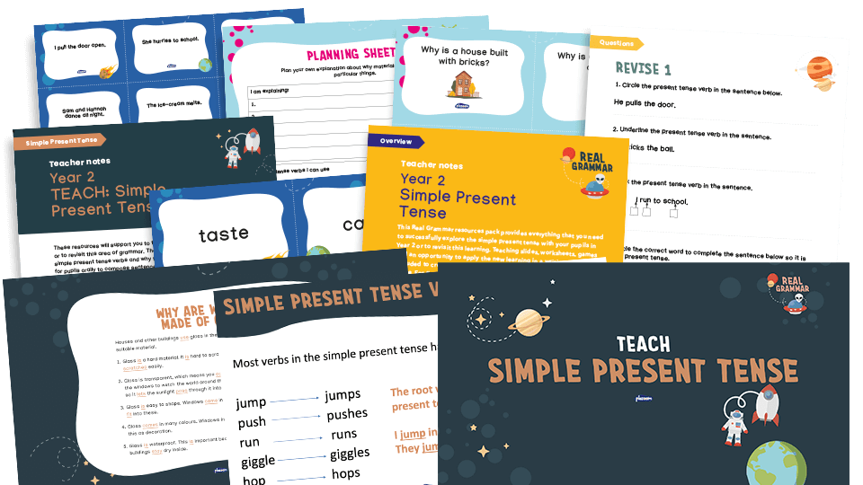 image of 2.3a Year 2: use the present and past tenses correctly and consistently including the progressive form (simple present)