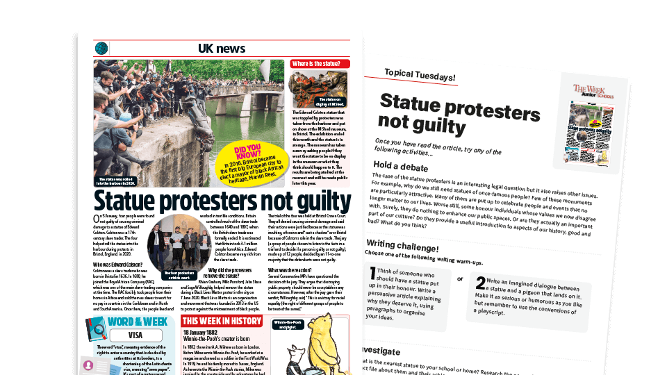 image of Topical Tuesdays: The Statues Situation - KS2 News Story and Reading and Writing Activity Sheet from The Week Junior