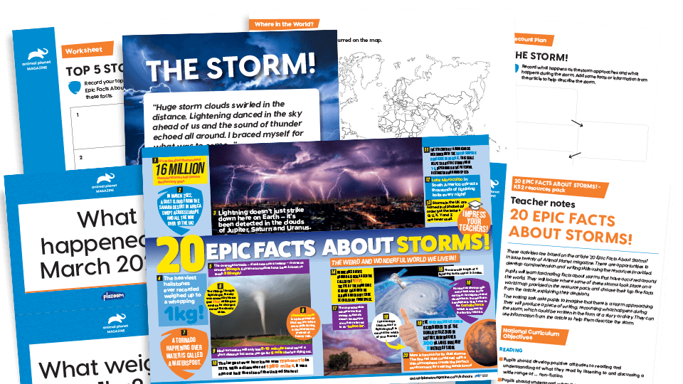 image of Epic Facts About Storms: KS2 Comprehension and Writing Activities Pack with Worksheets