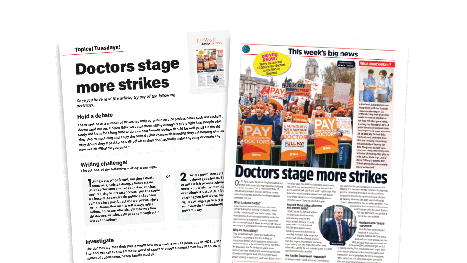 image of Topical Tuesdays: Why Strike? - Key Stage 2 News Story and Reading and Writing Activity Sheet from The Week Junior