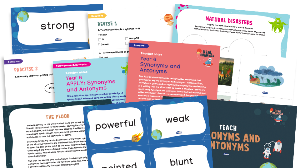 Year 6 Synonyms and Antonyms Grammar Worksheets Lesson Pack