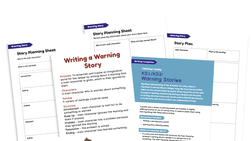 image of KS1 and KS2 Writing Templates - Warning Tales