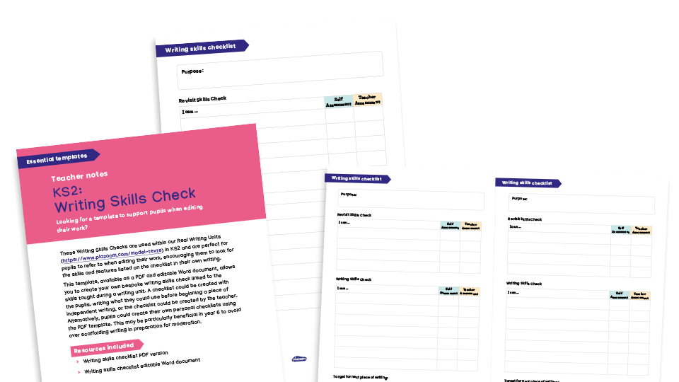image of KS2 editable writing skills checklists