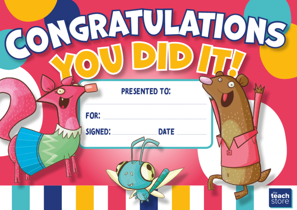 Congratulations You Did It! certificate Plazoom