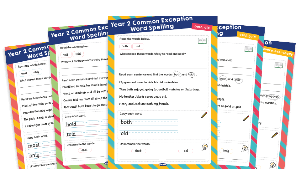 Year 2 Common Exception Words KS1 Spelling Worksheets Pack 2 Plazoom