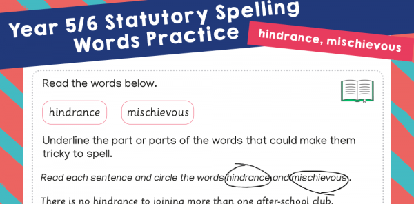 Year 5 and 6 Statutory Spelling Words (SSW) Worksheets