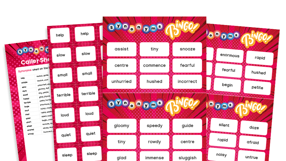 Year 3/4 Synonyms Bingo KS2 Grammar Games Plazoom