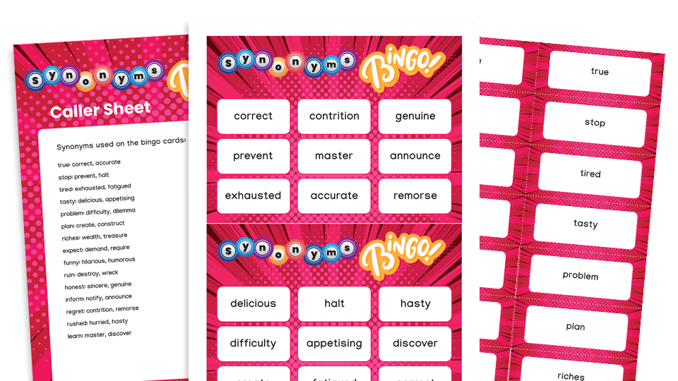 Year 6 Synonyms Bingo Grammar Games Plazoom